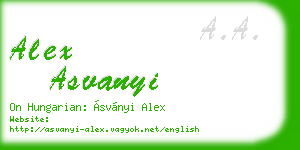 alex asvanyi business card