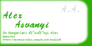 alex asvanyi business card